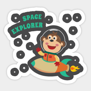 cute bear astronaut play with his rocket Sticker